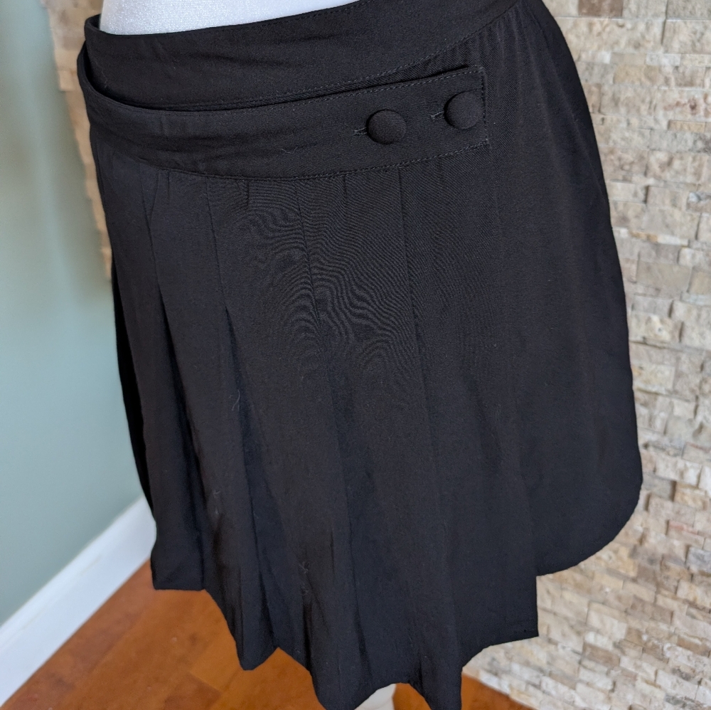 Le Lis Black Pleated Mini Skirt Goth Punk Preppy Y2K Office Siren 28” Waist Lg image 2
